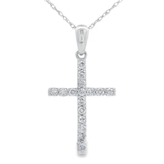 .25ct Diamond Cross Religious Pendant 14KT White Gold