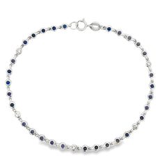 .87ct Sapphire Diamond Bracelet 14KT White Gold