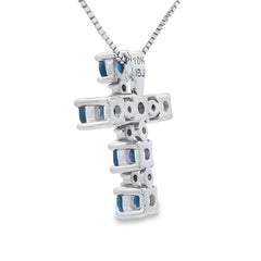 .32ct Sapphire Cross Religious Pendant 10KT White Gold