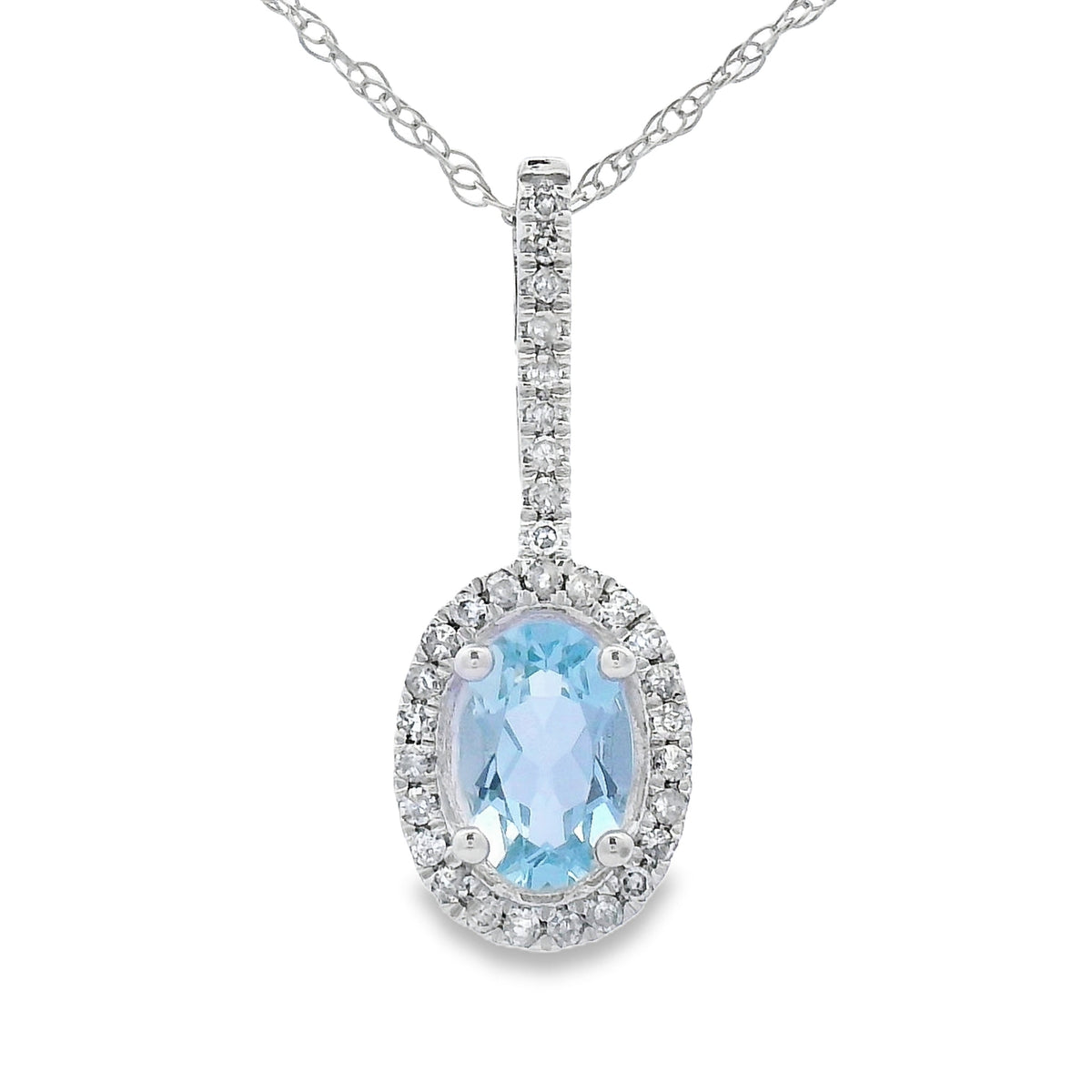 Aquamarine Diamond Fashion Pendants 10KT White Gold