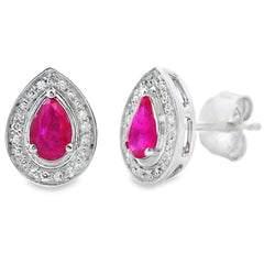 .58ct Ruby Diamond Stud Earrings 10KT White Gold