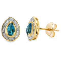 .57ct London Blue Topaz Stud Earrings 10KT Yellow Gold