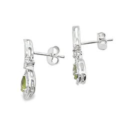 .52ct Peridot Diamond Dangle Earrings 10KT White Gold