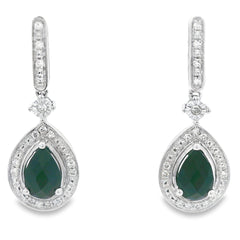 .84ct Onyx Diamond Dangle Earrings 10KT White Gold