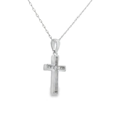 .12ct Diamond Cross Religious Pendant 14KT White Gold