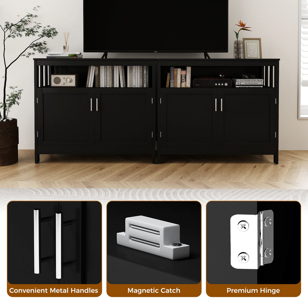 Kitchen Buffet Server Sideboard Storage Cabinet with 2 Doors and Shelf-Black
