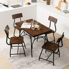 2 Pieces Modern Dining Room Side Chairs with Metal Frame-Brown