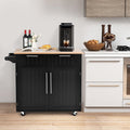 Heavy Duty Rolling Kitchen Cart with Tower Holder and Drawer-Black