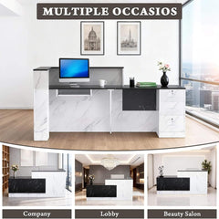 Velmor L-Shaped Modern Black And White Reception Desk With Lockable Drawers (SAK50729)