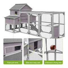 Large 137-Inch Wooden Chicken Coop With Run And 6 Nesting Boxes [10-15 Chickens] (SAK96430)