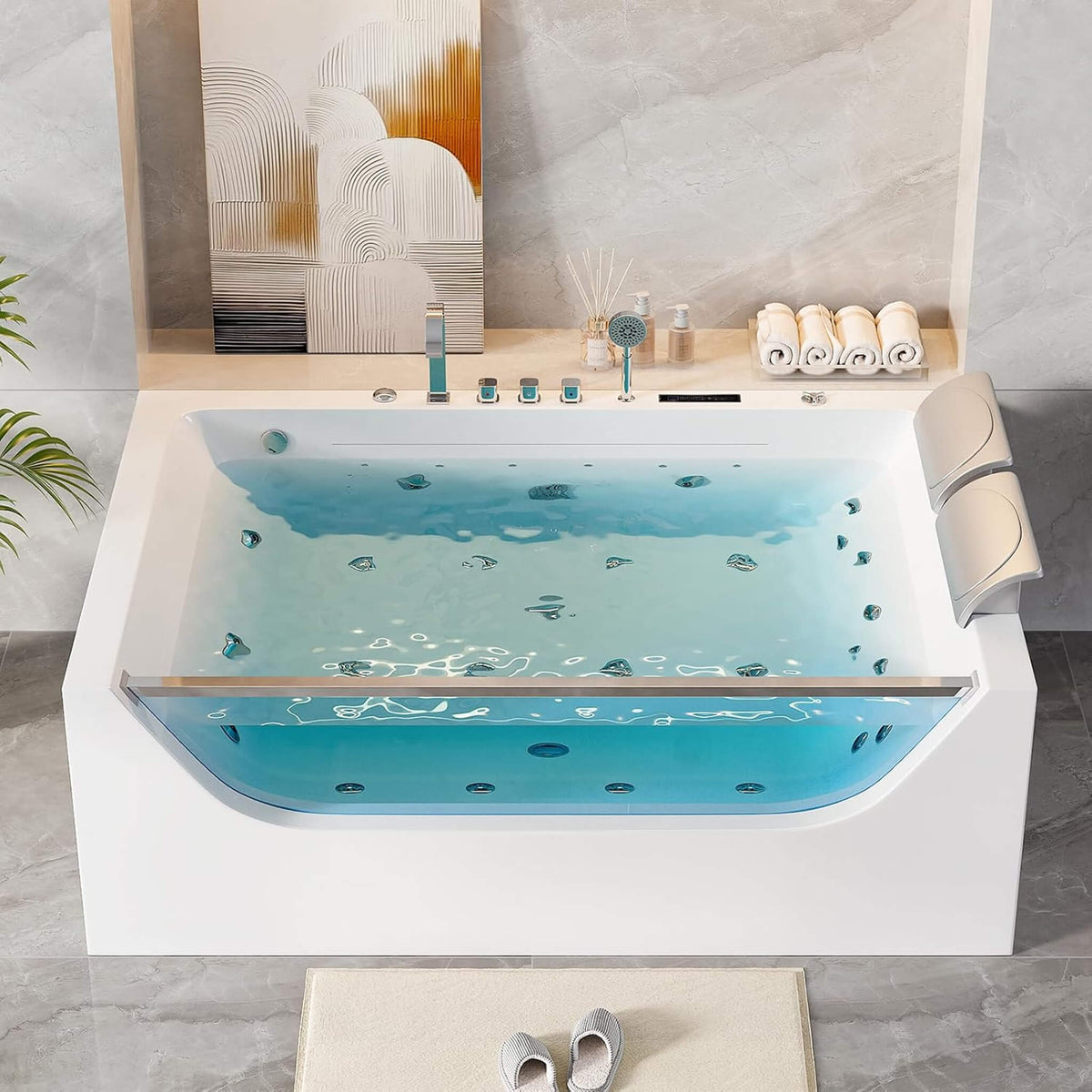 Alora 71-Inch Luxury 2-Person Jetted Whirlpool Tub With Massage And Thermostat Control (SAK13872)