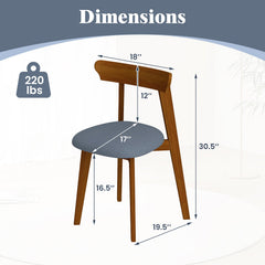 Mid-Century Modern Kitchen Chairs with Rubber Wood Frame and Padded Seat-Walunt