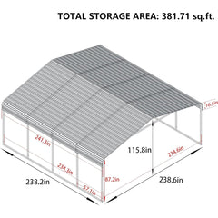 [20X20FT] Alora Extra Large Premium Heavy-Duty Outdoor Metal Carport Shelter (SAK97425)