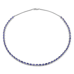 10.00 Carat Genuine Tanzanite .925 Sterling Silver Necklace