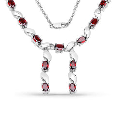 7.65 Carat Genuine Garnet .925 Sterling Silver Necklace