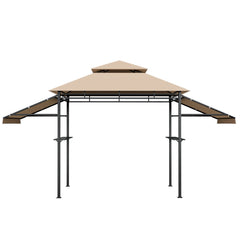 13.5 x 4 Feet Patio BBQ Grill Gazebo Canopy with Dual Side Awnings-Beige