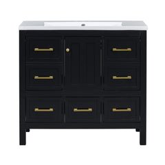 Nuvia Premium 72-Inch Bathroom Vanity Set With Resin Sink And Soft-Close Drawers [Faucet Not Included] (SAK62749)