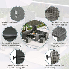 Alora Outdoor 6-Piece All-Weather PE Rattan Sofa Set With Adjustable Seat, Storage Box, Removable Covers, And Tempered Glass Table Top (SAK37221)