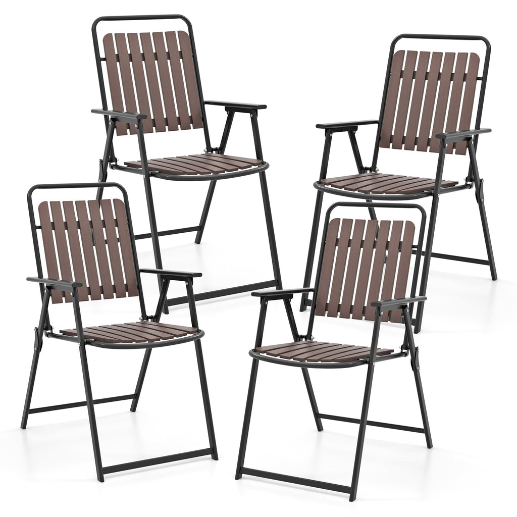 Folding Patio Dining Chairs Set of 4 - Heavy-Duty Metal Frame