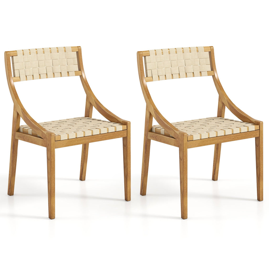Teak Wood Outdoor Dining Chair with Webbing Seat