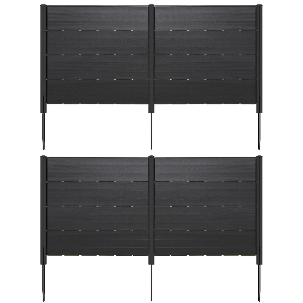 Outdoor Privacy Fence Screen with 5 Ground Stakes for Garden Yard Patio-Black