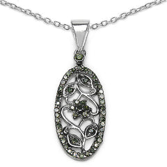 0.22 Carat Genuine Green Diamond .925 Sterling Silver Pendant