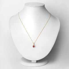 0.62 Carat Genuine Ruby and White Diamond 14K Yellow Gold Pendant