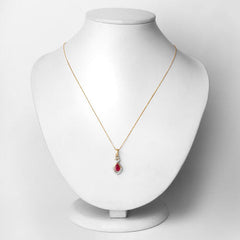 0.86 Carat Genuine Ruby and White Diamond 14K Yellow Gold Pendant