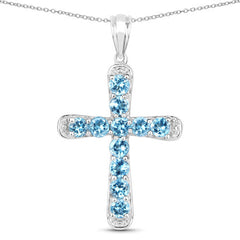 3.85 Carat Genuine Blue Topaz .925 Sterling Silver Pendant