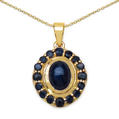 3.02 Carat Genuine Blue Sapphire .925 Sterling Silver Pendant