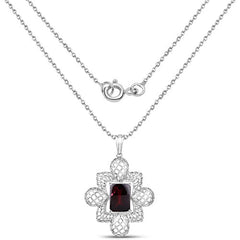 8.00 Carat Genuine Garnet .925 Sterling Silver Pendant
