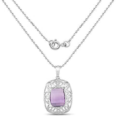 7.30 Carat Genuine Amethyst .925 Sterling Silver Pendant