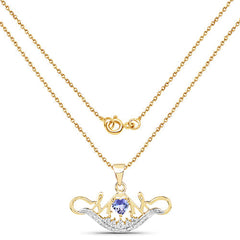 14K Yellow Gold Plated 0.62 Carat Genuine Tanzanite and White Topaz .925 Sterling Silver Pendant