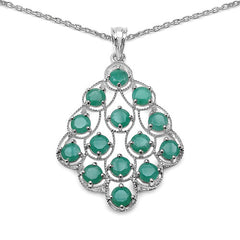 6.02 Carat Genuine Emerald .925 Sterling Silver Pendant