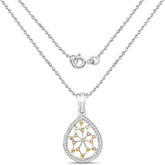 0.45 Carat Genuine White Diamond and Yellow Diamond .925 Sterling Silver Pendant
