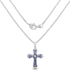 1.84 Carat Genuine Tanzanite and White Zircon .925 Sterling Silver Pendant