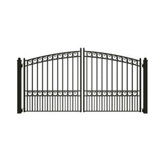 [12-18FT] Heavy-Duty Paris-Style Steel Premium Dual-Swing Driveway Gate (SAK97031)