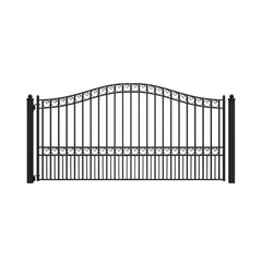 [12-18FT] Heavy-Duty Paris-Style Galvanized Steel Single-Swing Driveway Gate (SAK78643)