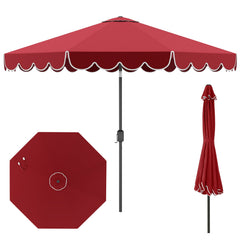 10 Feet Patio Umbrella Outdoor Market Umbrella with Crank Tilt Adjustment-Wine