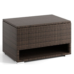 PE Rattan Storage Bin with Waterproof Liner for Patio Cushions