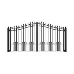 [12-18FT] Heavy-Duty Prague-Style Powder-Coated Galvanized Steel Dual Swing Driveway Gate (SAK48530)