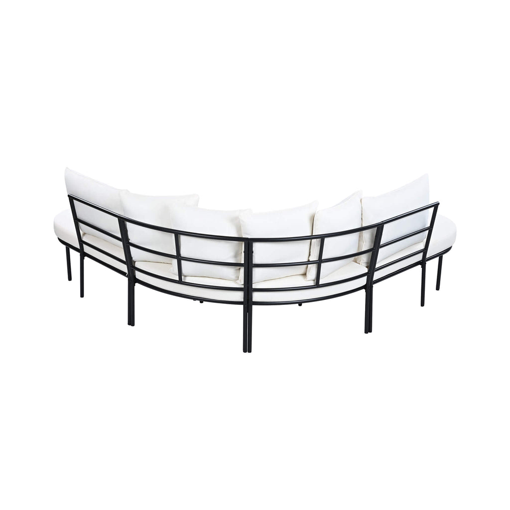 Alora Premium Half-Moon 6-Person Curved All-Weather Outdoor Furniture Sofa Patio Set With Coffee Table And Cushions (SAK76332)