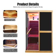 Thermora Premium Large 2-Person V-Shaped FAR Infrared Sauna Room With Double Glass Doors, 1980W (SAK96413)