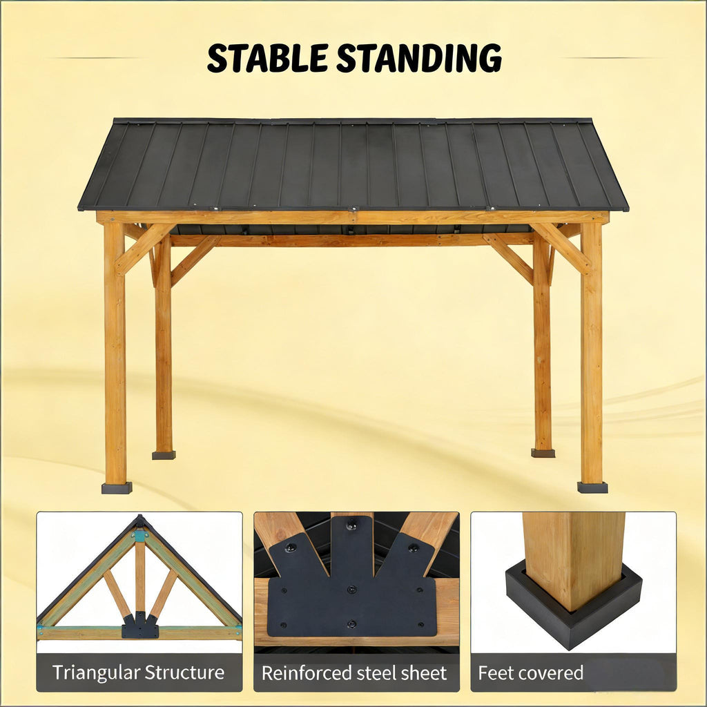 [09X11FT] Premium Outdoor Hardtop Patio Backyard Gazebo (SAK86341)