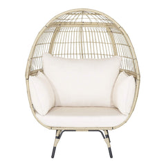 Premium Oversized Rattan Patio Egg Lounge Chair Basket With Cushions, 57" (SAK91684)