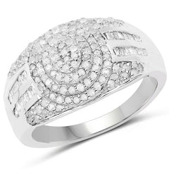 1.15 Carat Genuine White Diamond .925 Sterling Silver Ring