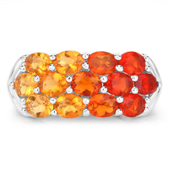 1.56 Carat Genuine Fire Opal .925 Sterling Silver Ring