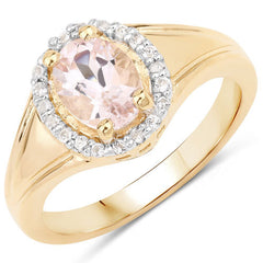 1.30 Carat Genuine Morganite and White Topaz .925 Sterling Silver Ring
