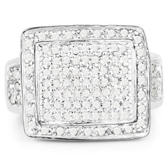 0.61 Carat Genuine White Diamond .925 Sterling Silver Ring