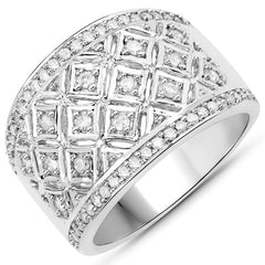 0.52 Carat Genuine White Diamond .925 Sterling Silver Ring